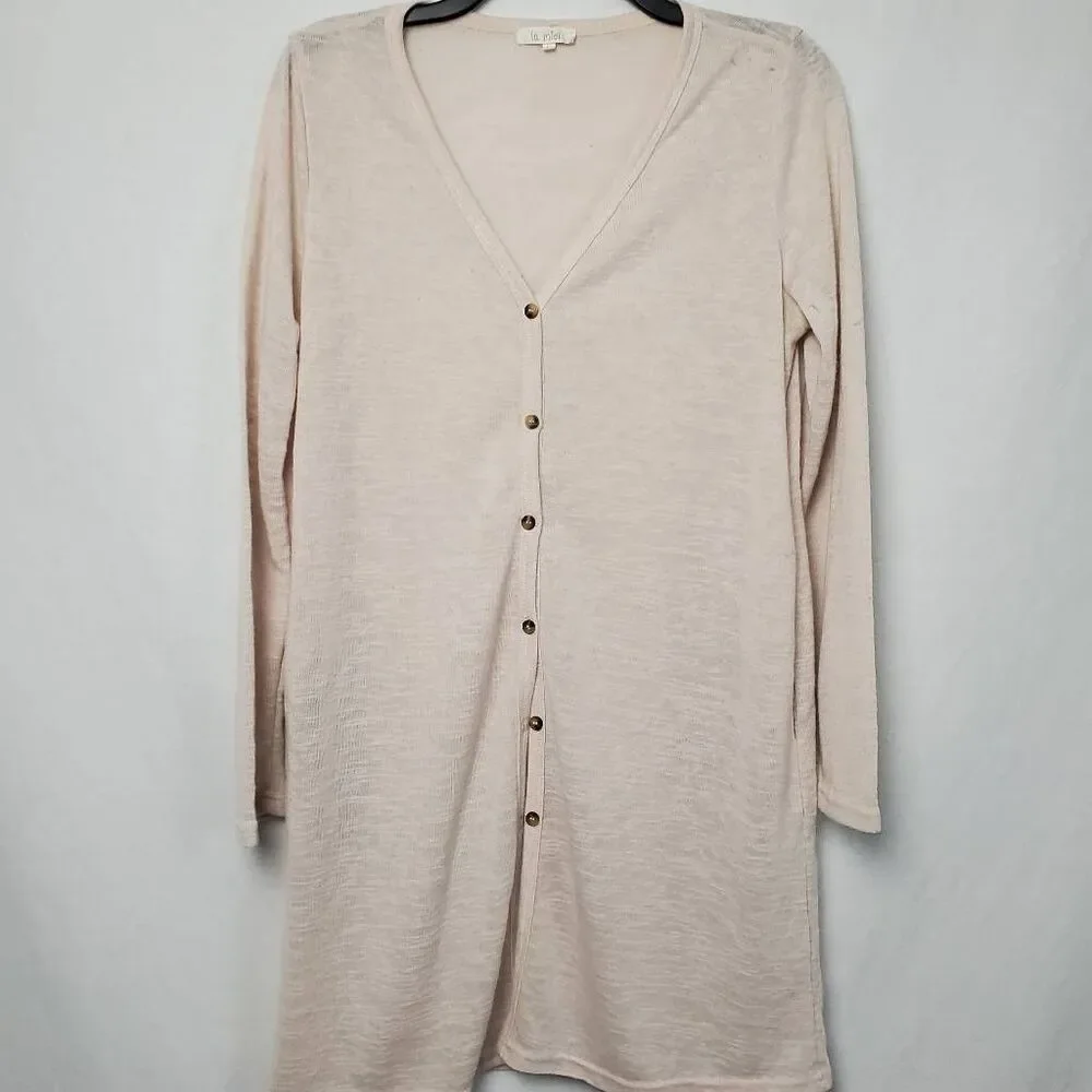 La miel Large Tan Long Juniors Cardigan Sweater - Picture 4 of 8